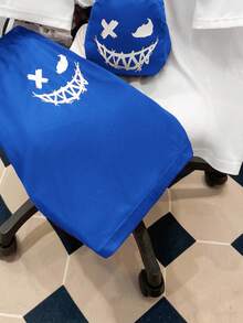 SHEIN 3 件套青少年男孩运动休闲学院风短袖上衣、短裤和斜挎包，春夏