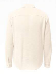 Manfinity Men's Solid Color Button-Front Long Sleeve Casual Shirt - Apricot - View 2