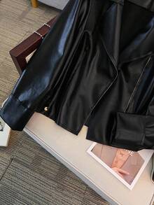 GlowEve CURVE 大码女式长袖短款夹克，新款时尚百搭休闲短款摩托车夹克，适合日常穿着，修身