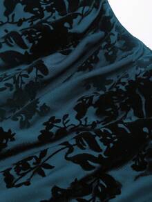 SHEIN PETITE Váy bó sát bodycon mini dáng lửng lưới mịn thời trang xuân/hè dành cho phụ nữ cao - Xanh đậm - Xem 6