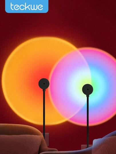 Teckwe 1pc Sunset Projection Lamp, Creative Led Decorative Atmosphere Light, Romantic Night Light, 7 Colors & 13 Modes Optional, Suitable Fo Room Decor, Cafe, Valentine's Day Decoration