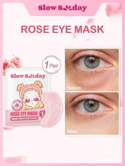 Slow Sunday Rose Eye Mask, Eye Patches, Korean Skincare, Rose Water & Sodium Hyaluronate, Diminish Eye Bags, Improve Dark Circles, Tighten The Skin, Brigheten Eye Contour, Ideal For Party, Refreshing, Suitable For Summer