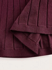 Modelyn 大码女式纯色圆领短袖针织上衣和鱼尾针织中裙套装 - 酒紅色 - 查看 9
