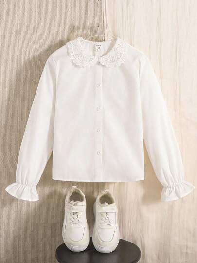 青少年女孩开学第一天，三年级女孩衬衫，青少年女孩白衬衫