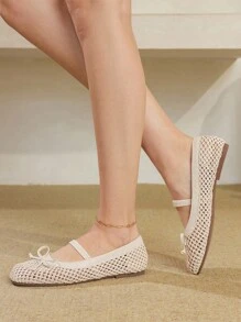 Styleloop 女士平底编织鞋，波西米亚风格，适合度假、万圣节、圣诞节和派对 - 杏色 - 查看 10