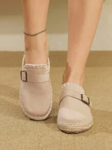 Styleloop Giày lười dệt đế xuồng và đế xuồng dành cho nữ, phong cách Bohemian - Màu be - Xem 9