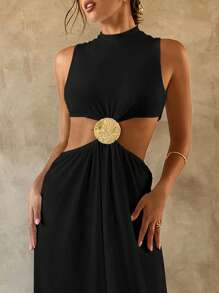 Aloruh Abito lungo e sexy, minimalista e alla moda, adatto per matrimoni e pendolarismo - nero - Visualizzare 5