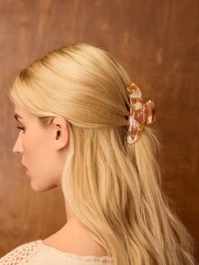 MOTF PREMIUM ACETATE YELLOW MICRO-INLAID RHINESTONE HAIR CLAW CLIP - Rust Brown - View 3