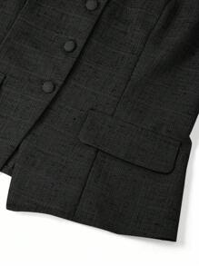 Ellevyn Plus Size Elegant Commuter Solid Color Front Button Shirt