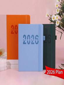 SHEIN 2026 New Calendar Log Self Discipline Check In Time Management One Page One Day 365 Days Plan Book Comes With 5 Plan Stickers A5 Plan Notebook Learning Start Gift Suitable For Work And Study, School Supplies,Back To School - A5 - View 3