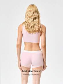 GLOWMODE 2 Packs Modal Silky Smooth Deodorant Logo Elastic Waistband Mid-Rise Waist Boyshort Underwear Daily Casual Wear - Pink - View 2