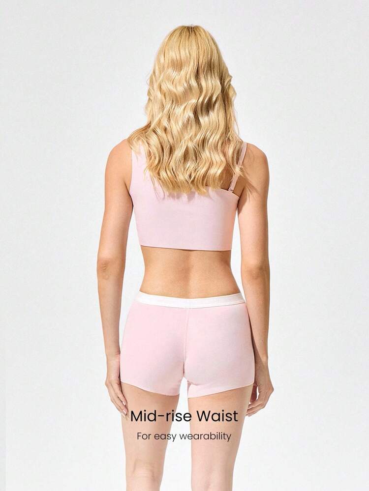 2 Packs Modal Silky Smooth Deodorant Logo Elastic Waistband Mid-Rise Waist Boyshort Underwear Daily Casual Wear