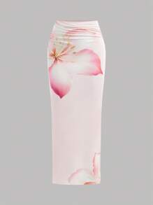 SHEIN 青少年女孩扎染花卉印花修身休闲舒适背心和迷你裙套装