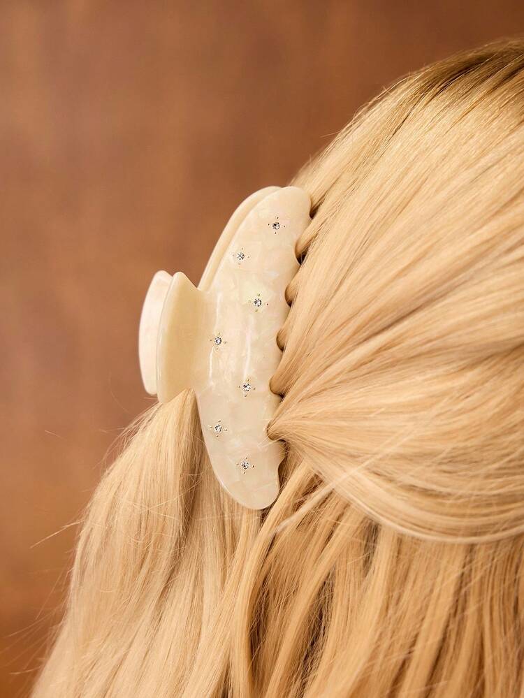 ACETATE YELLOW MICRO-INLAID RHINESTONE HAIR CLAW