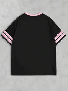 Manfinity Dauomo American Simple Casual Street Sense Retro Polka Dot Number Combination Letters Sports College Style Men'sT-Shirt - Multicolor - View 2