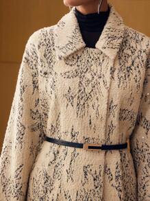 MOTF PREMIUM WOOL EMBROIDERED SEQUINS A-LINE OVERCOAT - Apricot - View 3