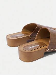 Styleloop Chocolate Brown High Heel Sandals, Woven Texture, Bohemian Style - Brown - View 5