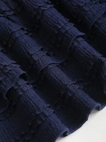 Sweetra 女式纯色褶皱无袖上衣和迷你裙两件套 - 藍色 - 查看 4