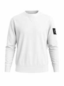 Calvin Klein Áo nỉ cổ tròn đa năng tối giản thường ngày dành cho nam - trắng - Xem 4