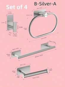 1 pieza Barra para toallas, portarrollos de papel higiénico, anillo para toallas de acero inoxidable, barra para almacenar, nuevo gancho de pared para el baño - Multicolor - Ver 18
