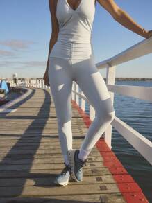 Aralina Leisurewear 前腰褶饰运动紧身裤 - 藍色 - 查看 7