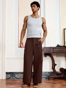 SWAVVY Pantalon long décontracté et ample pour hommes - Marron - Voir 5