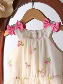 SHEIN X GALILEA Souflis Souflis 年轻女孩甜美细肩带中长连衣裙，适合派对、聚会等各种场合，展现奢华优雅风格 - 彩色 - 查看 4