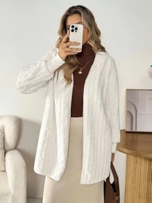 SHEIN LUNE Jaqueta de malha com capuz texturizada de cor sólida casual feminina, roupa básica para o dia a dia, outono/inverno, roupas de inverno para mulheres, tops para sair, roupas de outono para mulheres, roupas de outono para mulheres, top fofo, roupas de inverno, roupas casuais para mulheres, tops para sair, roupas brancas para mulheres, roupas de outono para mulheres, roupas de outono para mulheres, tops de outono, roupas femininas de outono, nova moda de outono, roupas de outono para mulheres, roupas de outono para mulheres