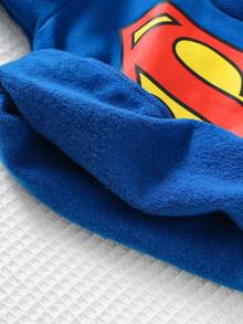 Cozy Pixies SUPERMAN X Cozy Pixies 2 pezzi Set di maglia a girocollo a maniche lunghe e mantella con motivo supereroe per bambini, colore unito, adatto per autunno/inverno