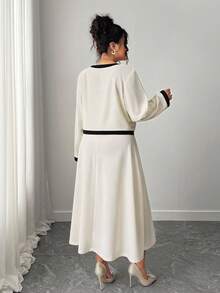 Elenzga Never Out Of Style, Kooky Elegance Collection (Woe Is Me Vibes)(Wednesday Aesthetic) Elegant Midi Slip Dress With Flowy Skirt, Cardigan Short Jacket, 2 Pieces Fashion Set, New Women's Outfit For Autumn/Winter Fall Cloth For Women