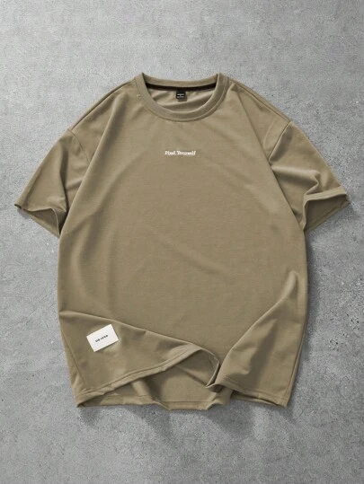 PAVTROS 男士简约短袖 T 恤，修身针织 T 恤，印有简单的“Find Yourself”标语，适合日常、时尚、休闲、户外、校园穿着，可作为节日礼物，男女同款情侣装