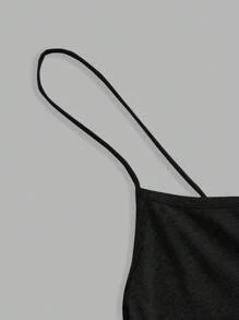 SHEIN EZwear 3pcs Black Plus Size Women's Ruched Side Sleeveless Camisole Tops, Suitable For Summer - Black - View 9