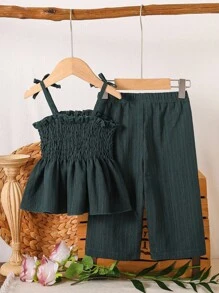 SHEIN 女婴梭织背心和裤子套装