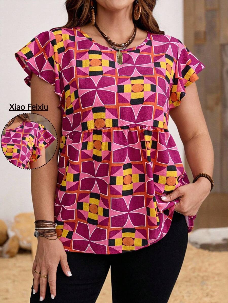 EMERY ROSE Áo cánh tay lửng họa tiết hình học nhiệt đới cỡ lớn dành cho nữ, phù hợp cho mùa xuân/hè, du lịch Boho, mùa thu, hòa nhạc đồng quê miền Tây - Nhiều màu - Xem 1