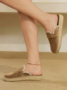 Styleloop Chocolate Brown Wedge & Platform Woven Slip-On Shoes, Bohemian Style - Army Green - View 8