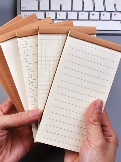 SHEIN 1pc/2pcs/3pcs简约复古牛皮彩色笔记本便携笔记本记事本学生笔记本时间计划本计划册自律卡本效率贴纸本简约贴纸纸每日计划周计划备忘录多功能学生便签纸自律本时间管理周计划待办事项清单计划打卡可爱ins风手账留言本