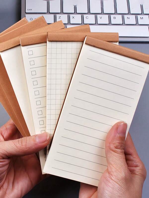 SHEIN 1pc/2pcs/3pcs简约复古牛皮彩色笔记本便携笔记本记事本学生笔记本时间计划本计划册自律卡本效率贴纸本简约贴纸纸每日计划周计划备忘录多功能学生便签纸自律本时间管理周计划待办事项清单计划打卡可爱ins风手账留言本