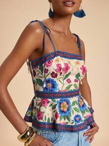 Travachic 女士度假印花雪纺吊带背心 - 彩色 - 查看 1