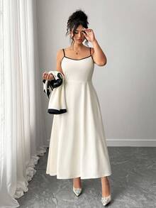 Elenzga Never Out Of Style, Kooky Elegance Collection (Woe Is Me Vibes)(Wednesday Aesthetic) Elegant Midi Slip Dress With Flowy Skirt, Cardigan Short Jacket, 2 Pieces Fashion Set, New Women's Outfit For Autumn/Winter Fall Cloth For Women