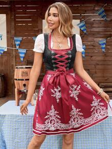 SHEIN Frenchy 女式复古刺绣网眼撞色无袖连衣裙，女式优雅蕾丝拼接十字交叉系带度假连衣裙，女式复古刺绣网眼撞色无袖连衣裙，女式复古 V 领系带腰部连衣裙，女士撞色蕾丝短袖方领系带全身印花甜美荷叶边下摆连衣裙，慕尼黑啤酒节连衣裙，慕尼黑啤酒节连衣裙，慕尼黑啤酒节连衣裙，慕尼黑啤酒节连衣裙，德国连衣裙，传统德国连衣裙，巴伐利亚连衣裙，Dirndl XL