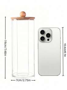 Bamboo Lid Teacup Organizer - Transparent Rice Husk Storage Tube For Tea Ceremony, Disposable Cup Holder, Zen Kitchen Countertop Decor, Japanese Tea Utensil Display Case, Travel Tea Set Organizer - Ginger - View 7