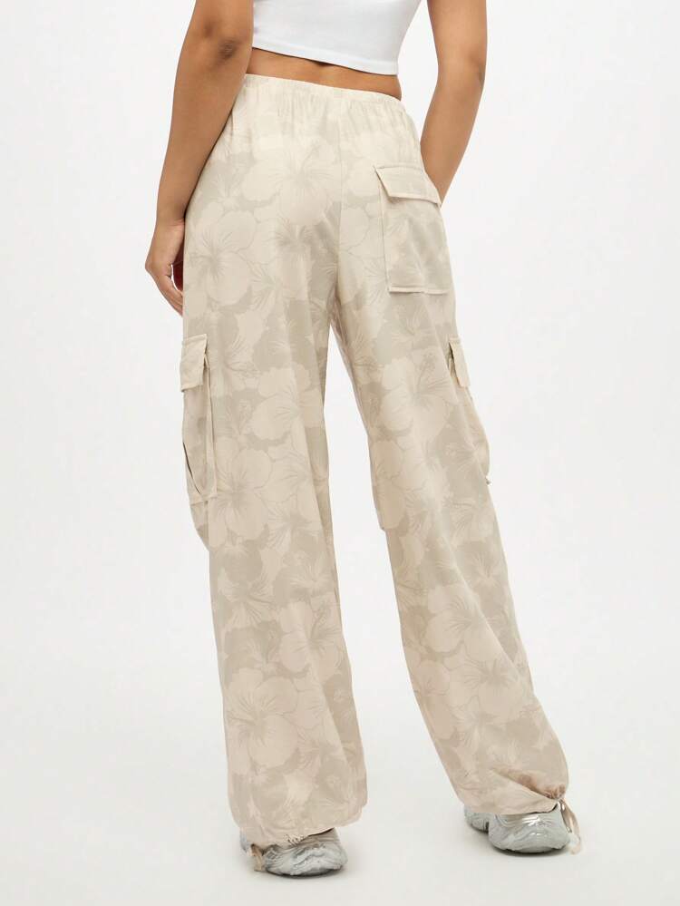 SUMWON WOMEN Hibiscus Print Parachute Cargo Pants With Wide Legs