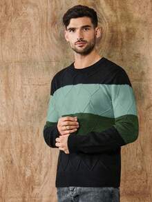RueChic Farbblock-strickpullover Mit Rautenmuster Für Herren