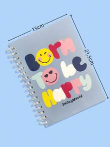 SmileyWorld® | SHEIN Letter & Smile Face Print Notebook - Blank Notebook For Drawing & Journaling,Vintage Retro Notebook, Unlined Diary For Artists - Multicolor - View 5