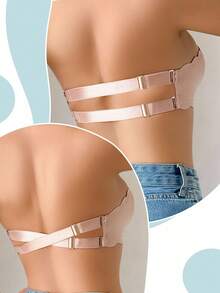 SHEIN 1pc Women's Solid Color Comfortable Wireless Bandeau Bra Strappy Bra Multiway Bra Convertible Bra Backless Bra Bandage Bra