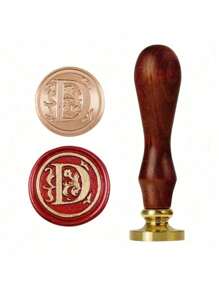 1 Pc Letter A-Z Wax Seal Stamp With Wooden Handle, Student Personalized Hand Account Wax Seal Paint Copper Head, Seal Wax Stamp Letter Paper Envelope Gift Invitation Card Sticker Hand Account Seal