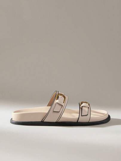 Solecia Women's Fashionable Brown Comfortable Flat Beach Sandals For Christmas