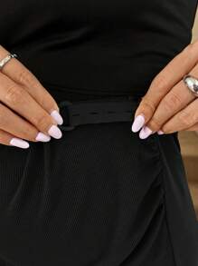 SHEIN 优雅孕妇高腰半身裙，纯色 - 黑色 - 查看 7