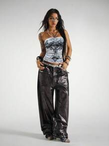 StreetHx 女士朋克十字印花修身抹胸 - 白色 - 查看 4