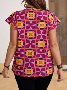 EMERY ROSE Áo cánh tay lửng họa tiết hình học nhiệt đới cỡ lớn dành cho nữ, phù hợp cho mùa xuân/hè, du lịch Boho, mùa thu, hòa nhạc đồng quê miền Tây - Nhiều màu - Xem 2